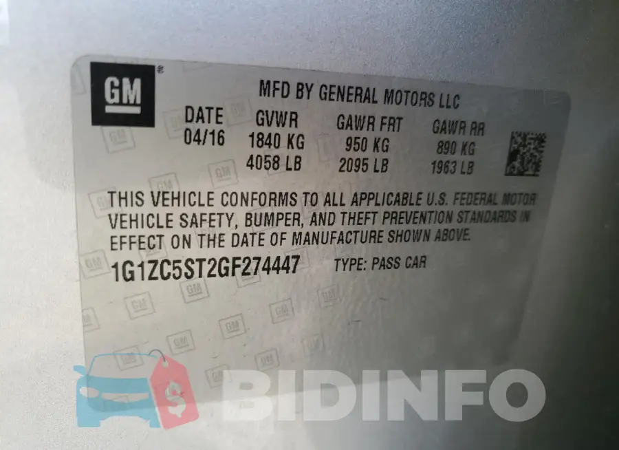1G1ZC5ST2GF274447 Photo# 12