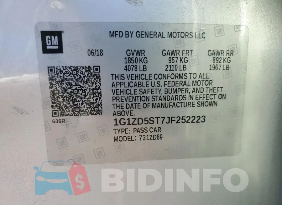 1G1ZD5ST7JF252223 Photo# 12