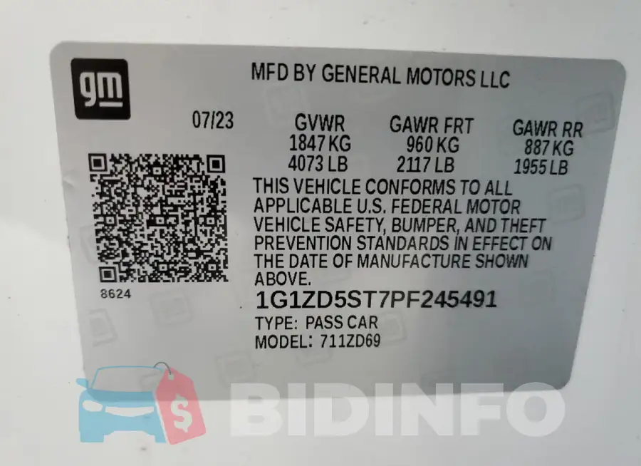 1G1ZD5ST7PF245491 Photo# 12