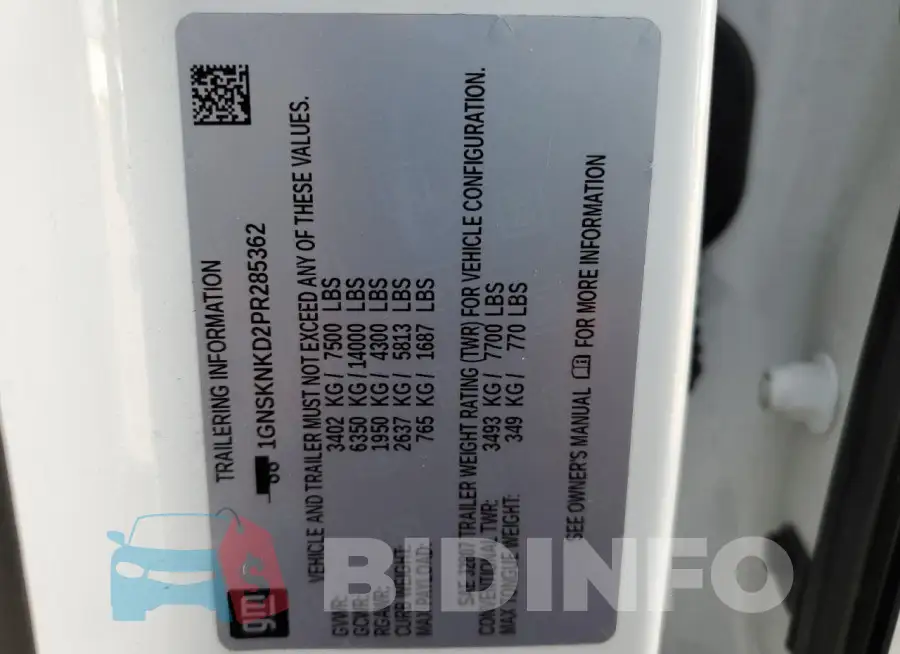 1GNSKNKD2PR285362 Photo# 13