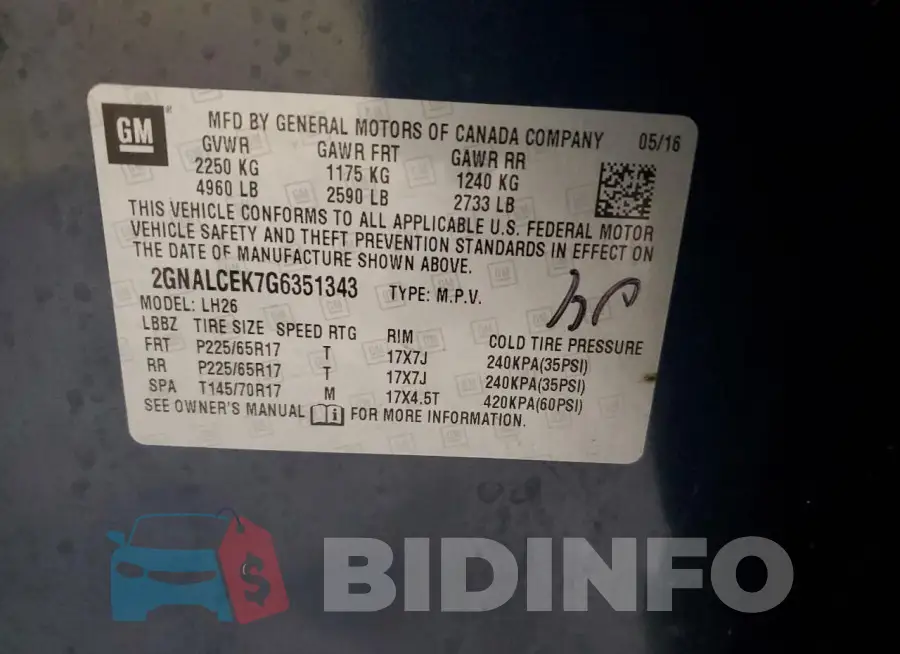 2GNALCEK7G6351343 Photo# 13