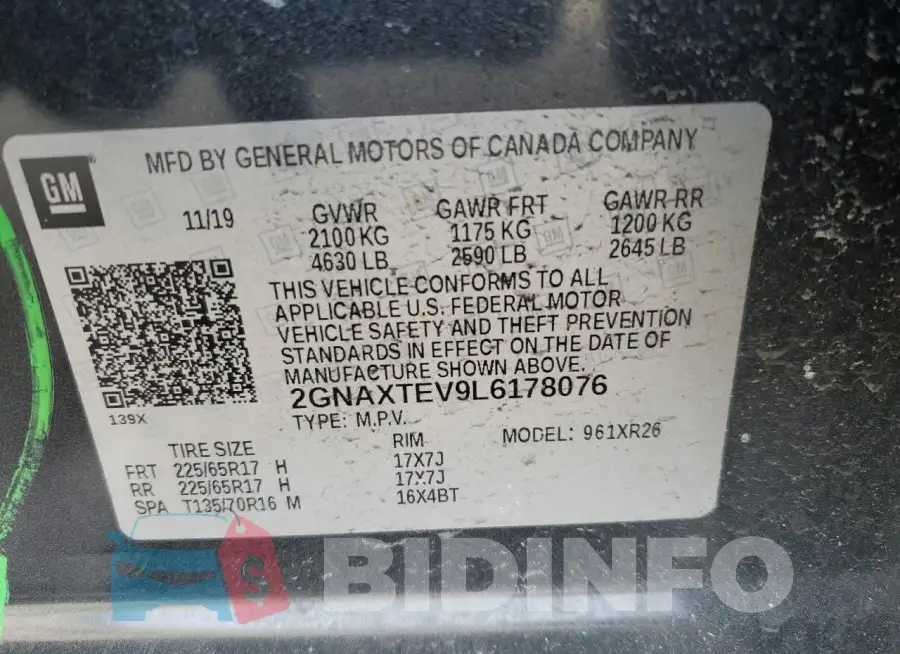 2GNAXTEV9L6178076 Photo# 13