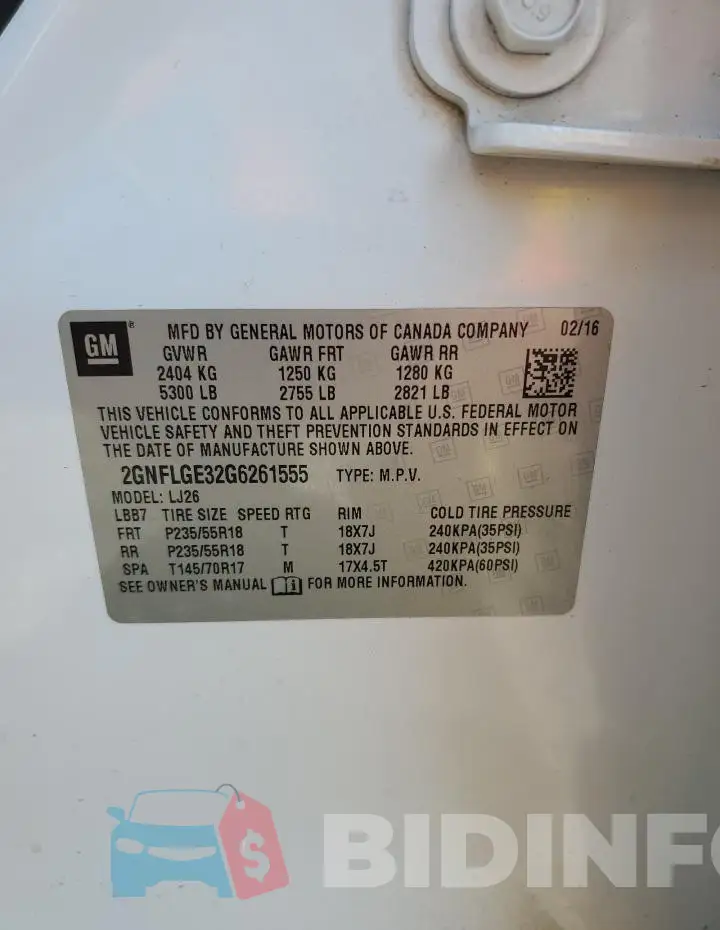 2GNFLGE32G6261555 Photo# 13