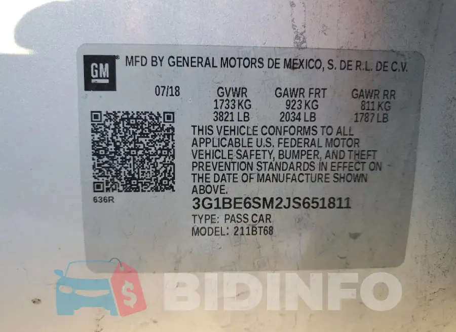 3G1BE6SM2JS651811 Photo# 12
