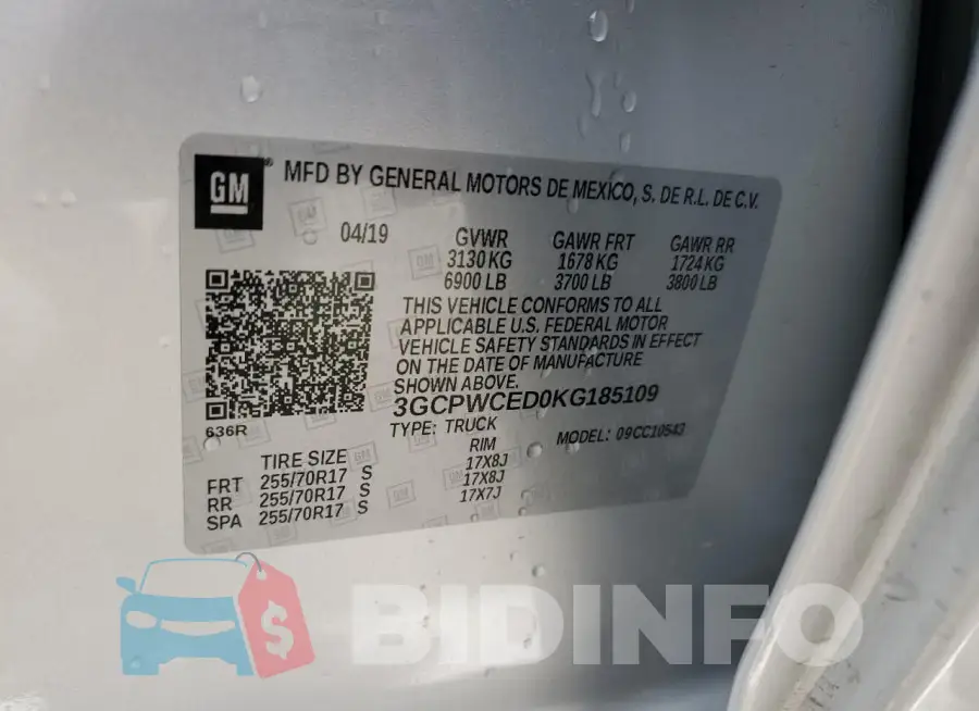 3GCPWCED0KG185109 Photo# 12