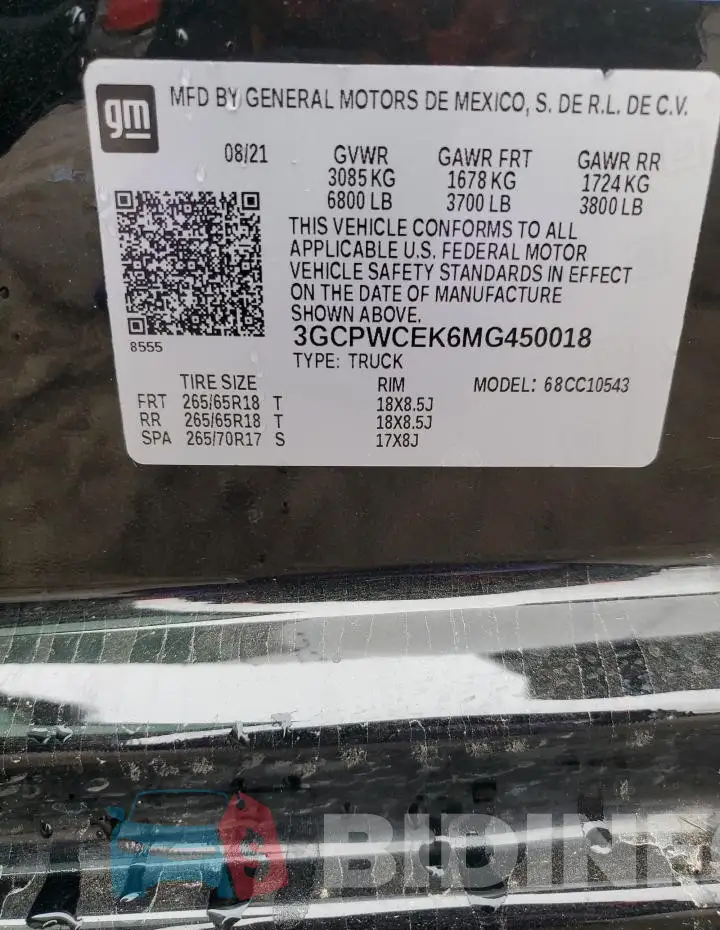 3GCPWCEK6MG450018 Photo# 12