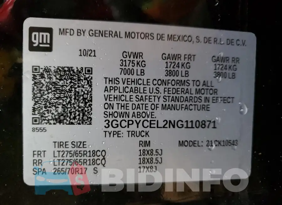 3GCPYCEL2NG110871 Photo# 12