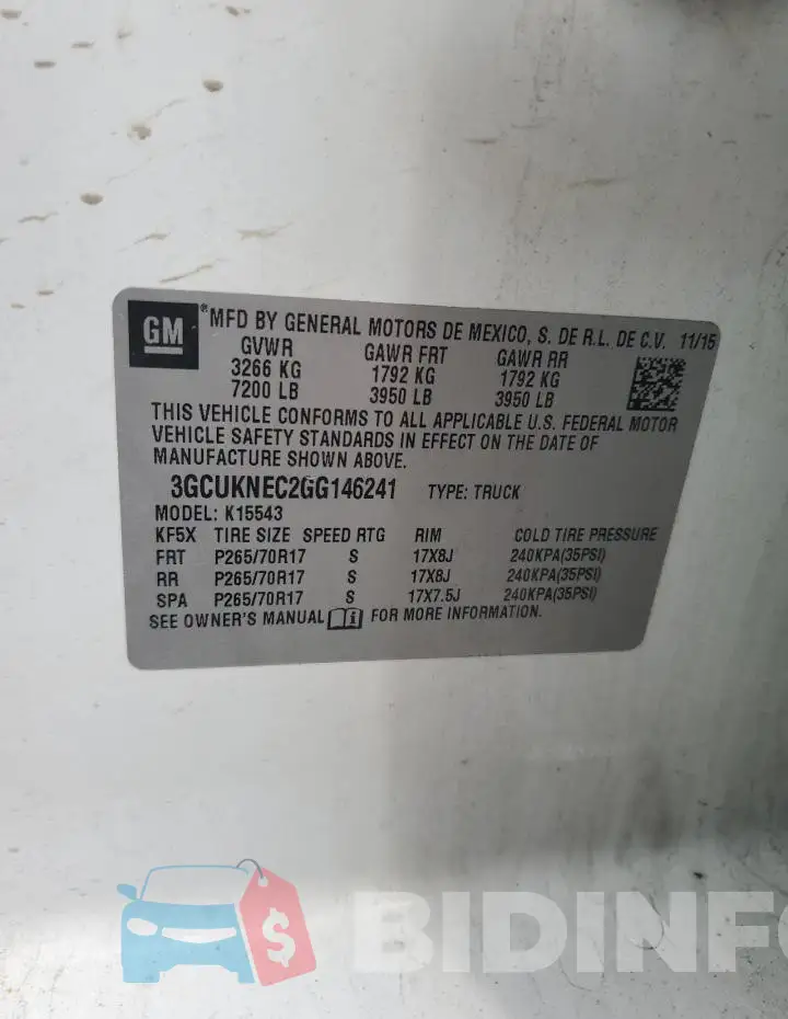 3GCUKNEC2GG146241 Photo# 12
