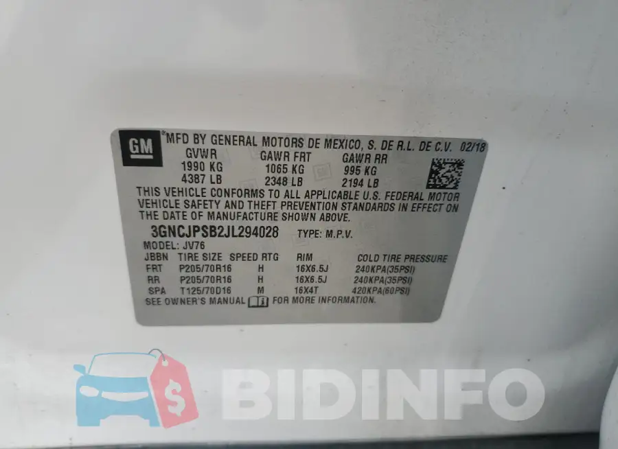 3GNCJPSB2JL294028 Photo# 13