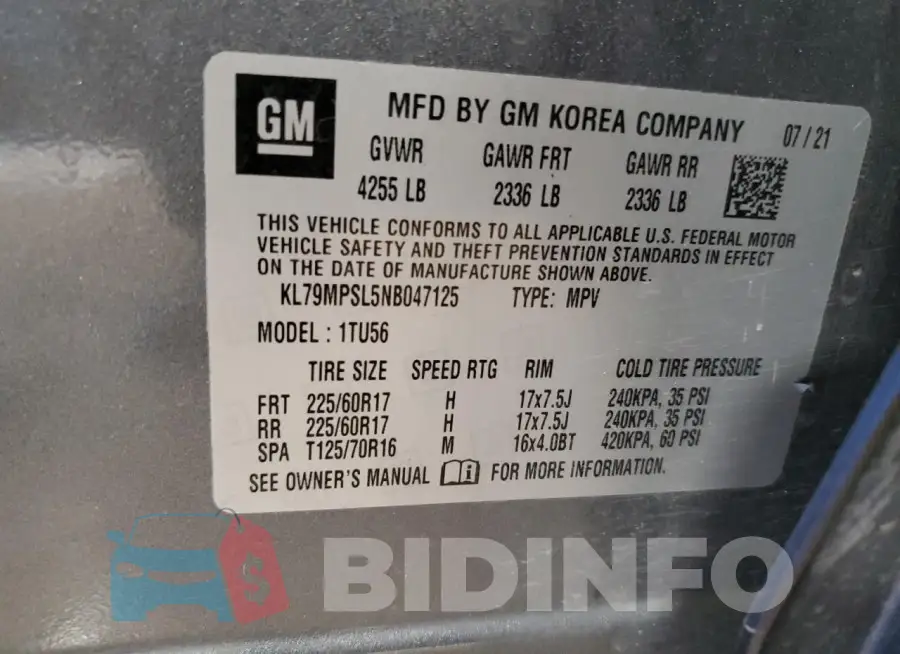 KL79MPSL5NB047125 Photo# 14