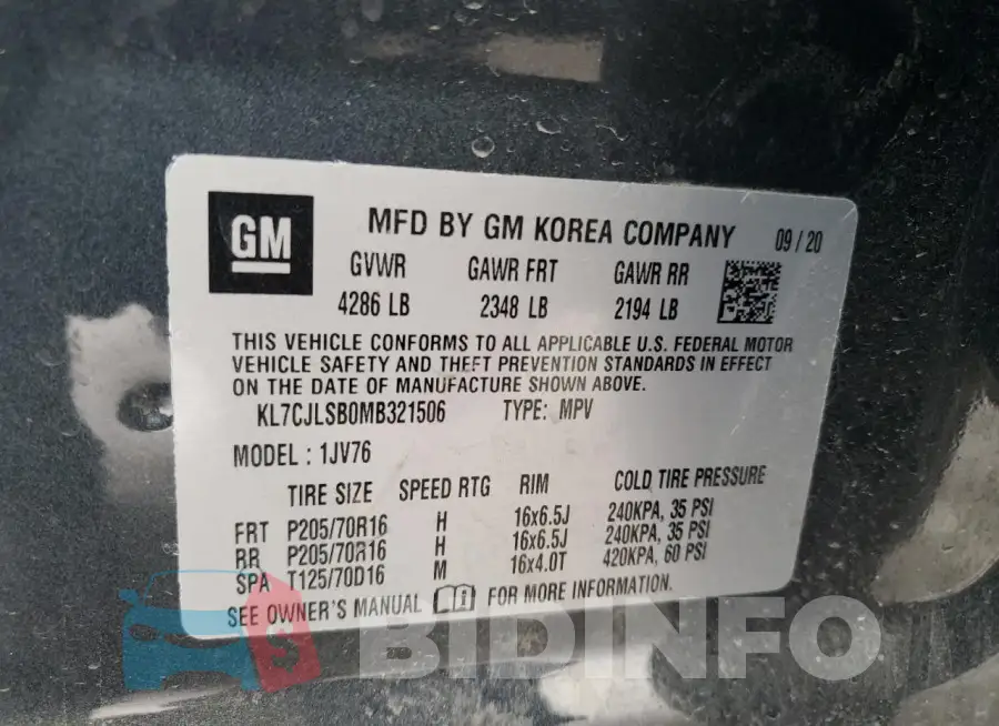 KL7CJLSB0MB321506 Photo# 13