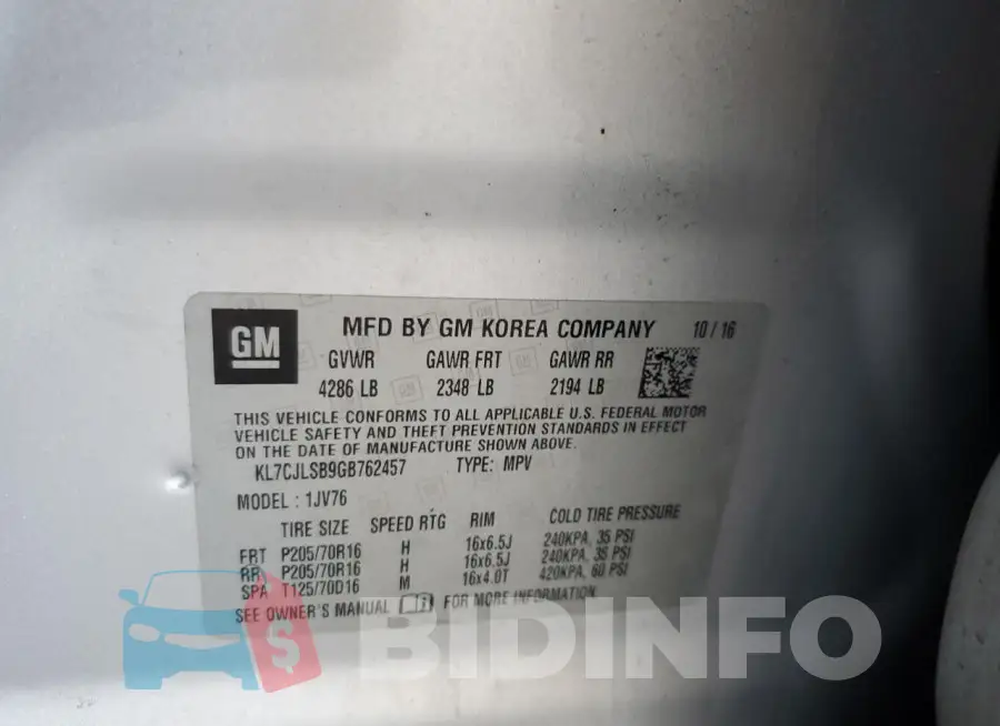 KL7CJLSB9GB762457 Photo# 13