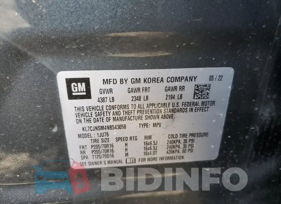 KL7CJNSM4NB543058 Photo# 13