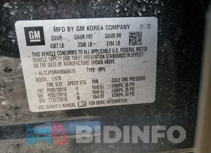 KL7CJPSM4NB569476 Photo# 12