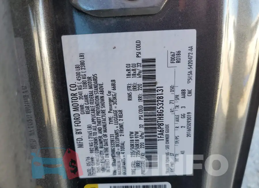 1FA6P8TH8G5328131 Photo# 12