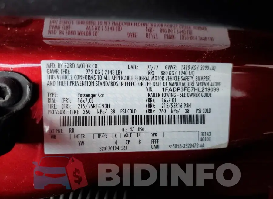 1FADP3FE7HL219099 Photo# 12