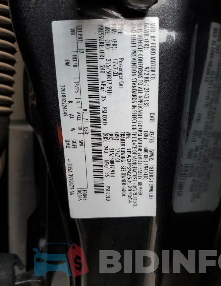 1FADP3N25JL281064 Photo# 12