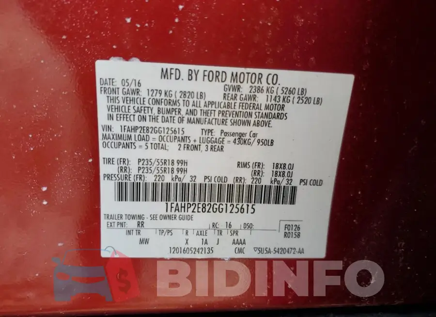 1FAHP2E82GG125615 Photo# 12