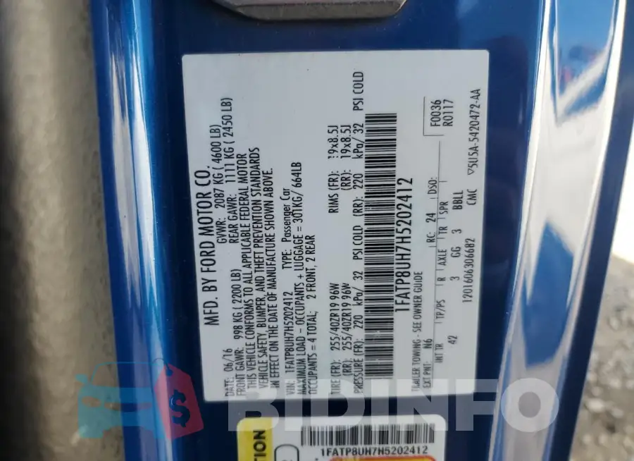 1FATP8UH7H5202412 Photo# 12