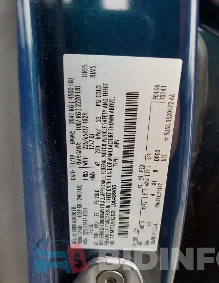 1FMCU9G62LUA49905 Photo# 13