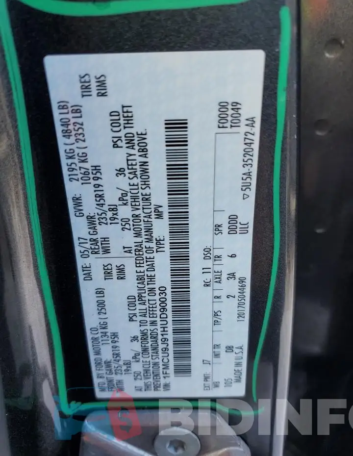 1FMCU9J91HUD90030 Photo# 12