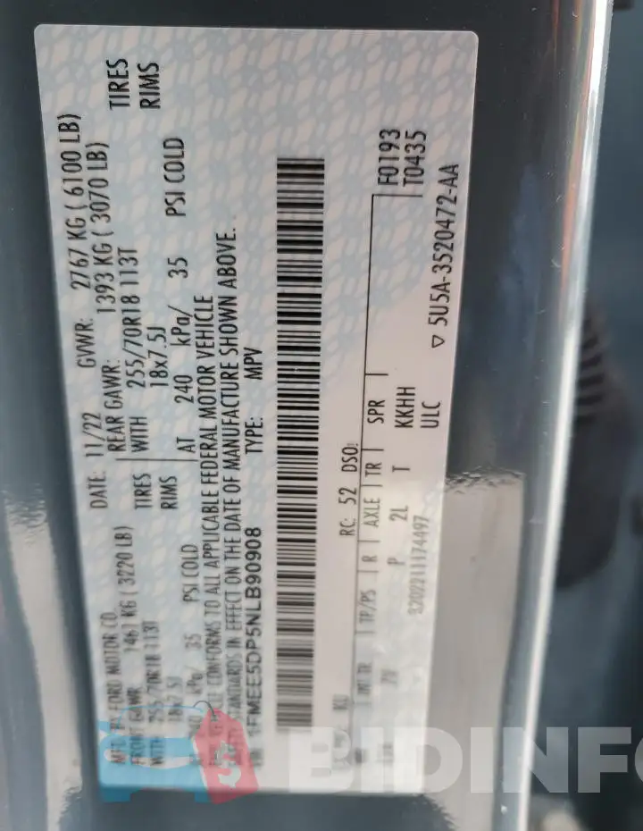 1FMEE5DP5NLB90908 Photo# 13