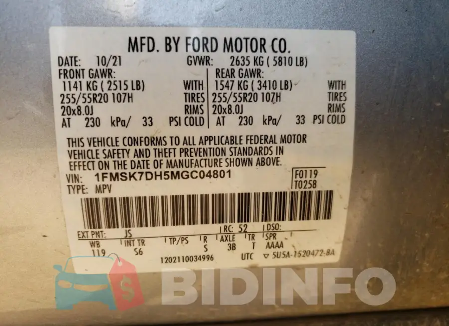 1FMSK7DH5MGC04801 Photo# 13