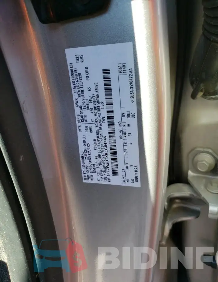 1FT7W2BTXKEC04746 Photo# 12