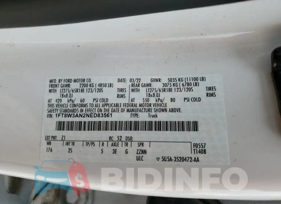 1FT8W3AN2NED83561 Photo# 13