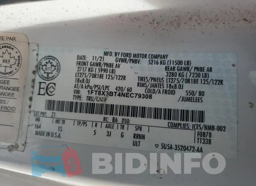 1FT8X3BT4NEC79308 Photo# 12