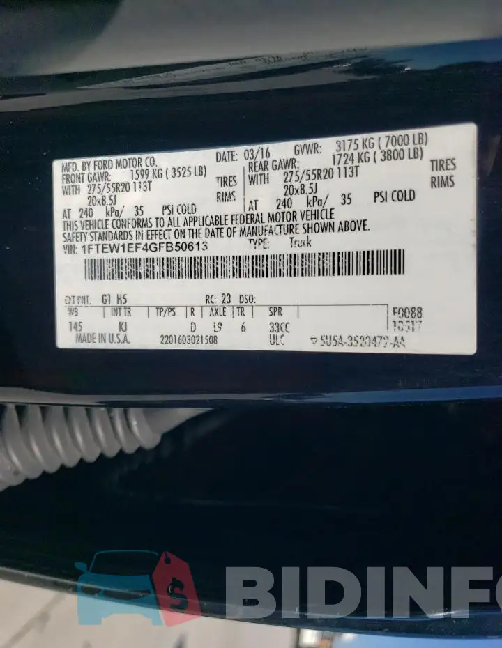 1FTEW1EF4GFB50613 Photo# 12