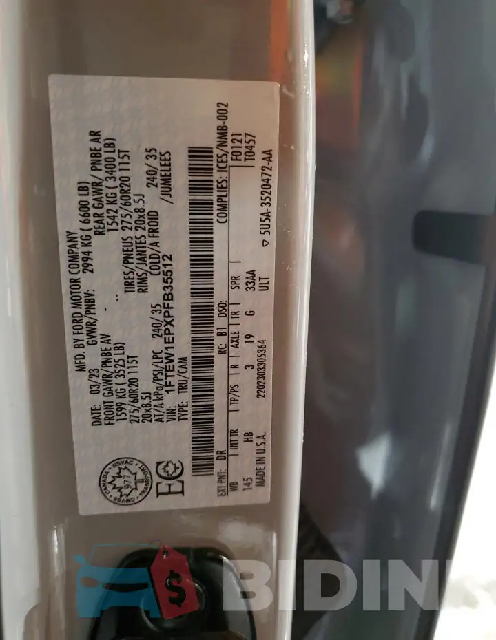 1FTEW1EPXPFB35512 Photo# 12