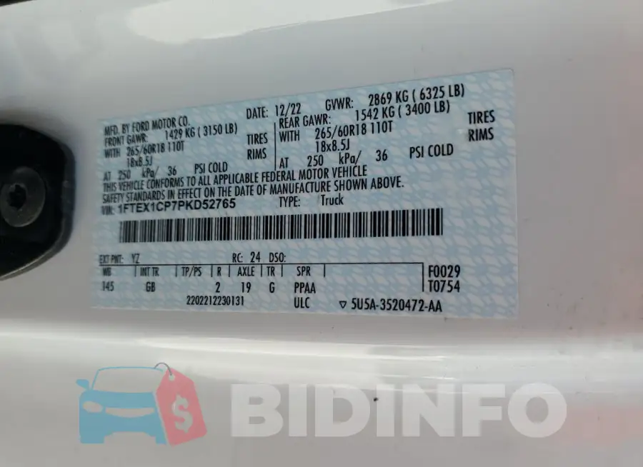 1FTEX1CP7PKD52765 Photo# 12