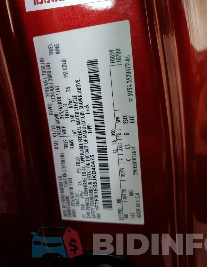 1FTFX1E55JKD40475 Photo# 12
