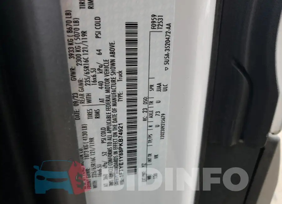 1FTYE1Y88PKB74921 Photo# 13