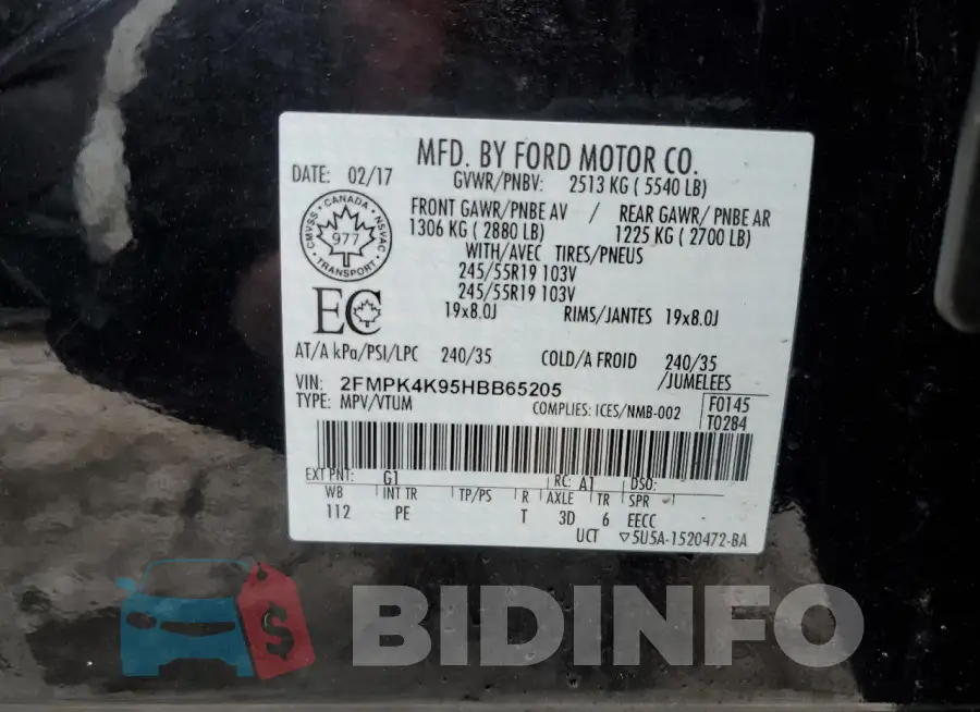 2FMPK4K95HBB65205 Photo# 13