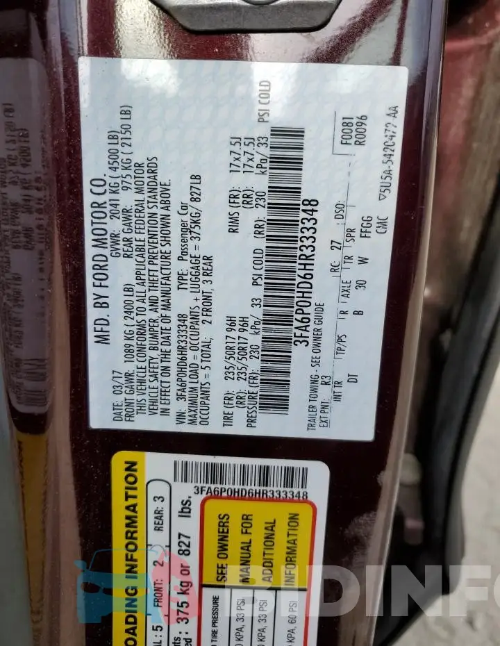 3FA6P0HD6HR333348 Photo# 12