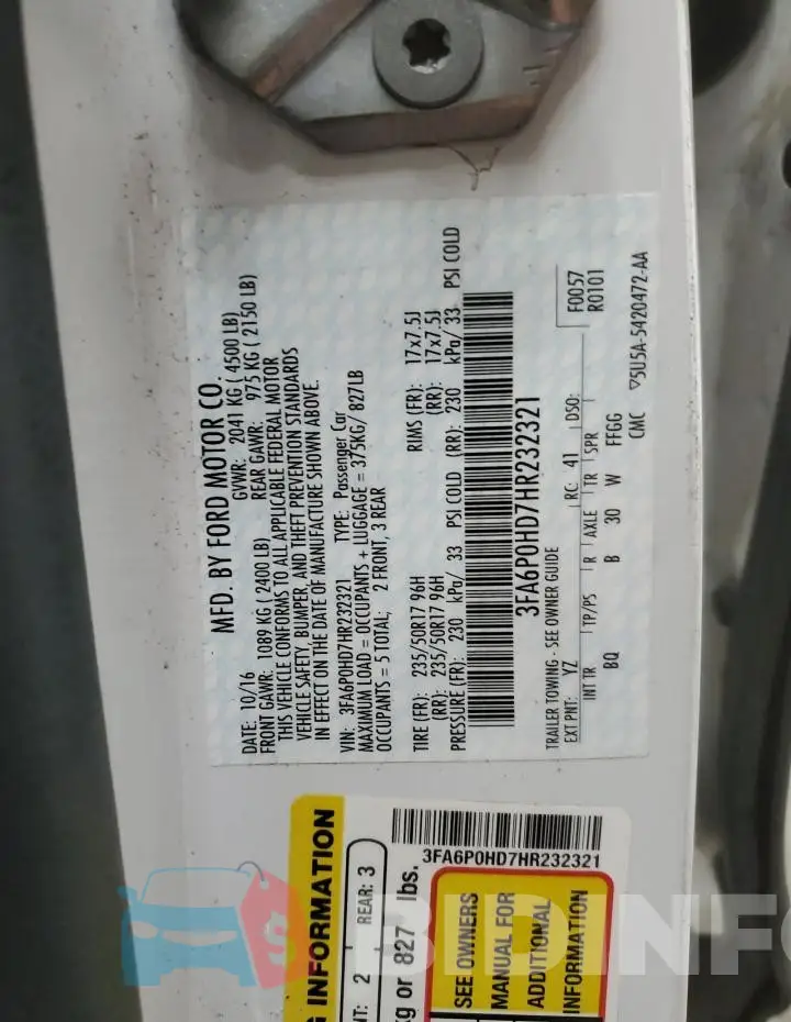 3FA6P0HD7HR232321 Photo# 12
