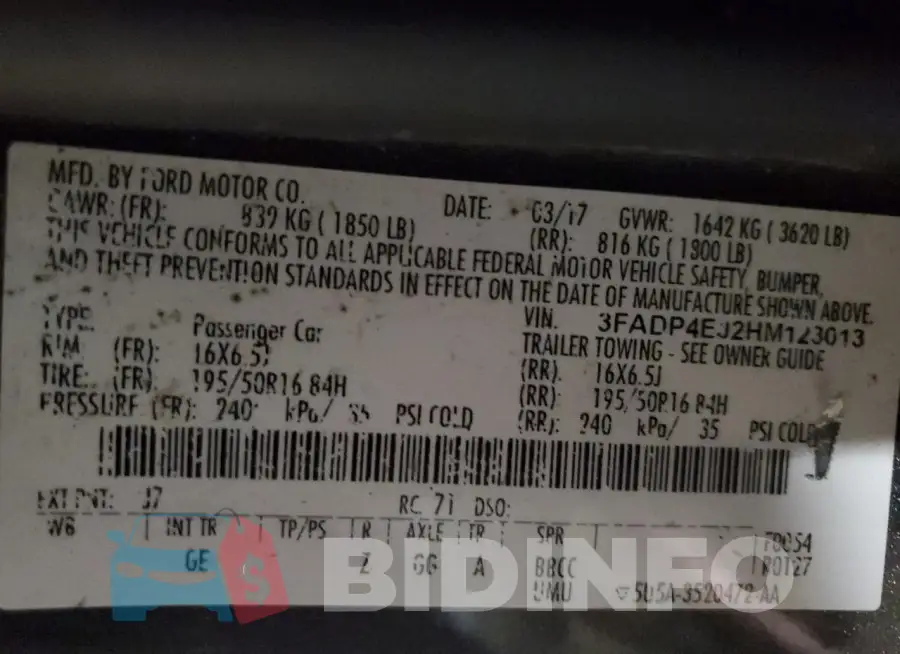 3FADP4EJ2HM123013 Photo# 14