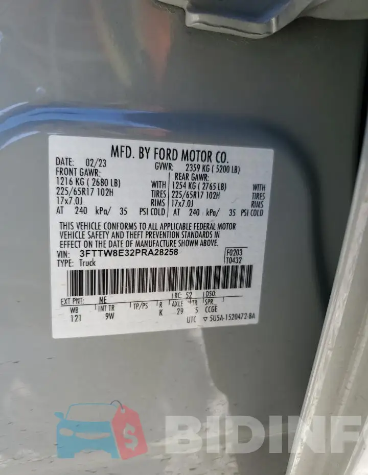 3FTTW8E32PRA28258 Photo# 12