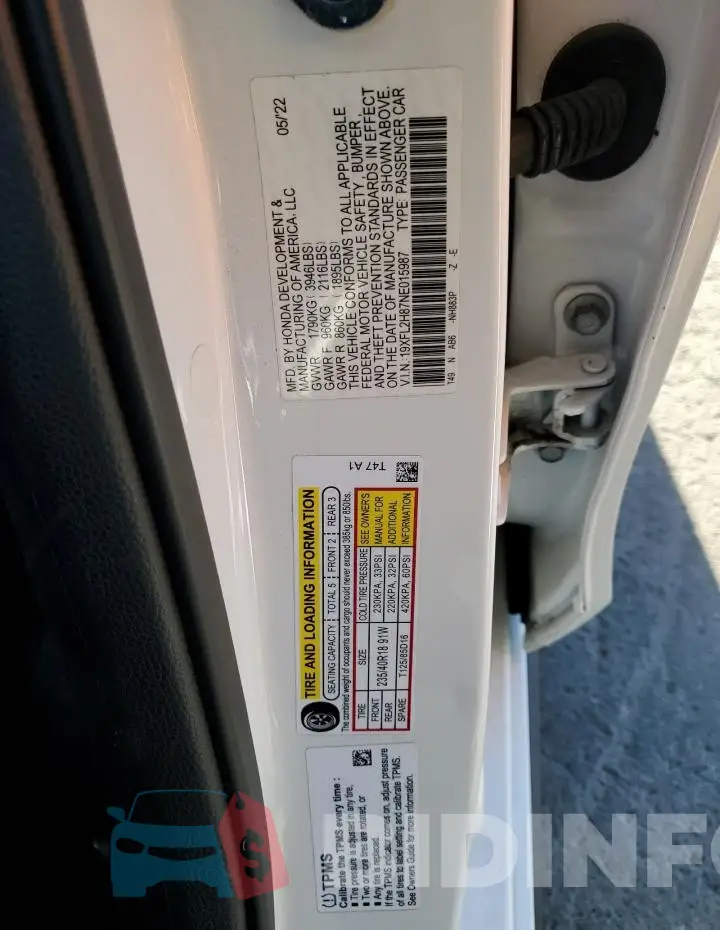 19XFL2H87NE015987 Photo# 12