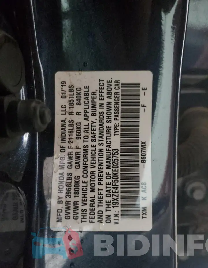 19XZE4F50KE025753 Photo# 12