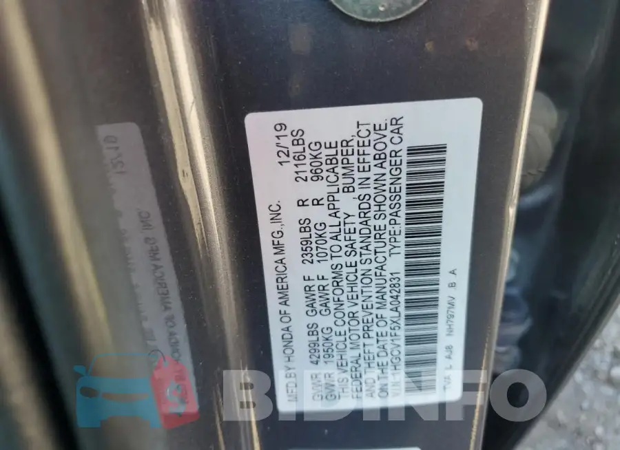 1HGCV1F5XLA042831 Photo# 12