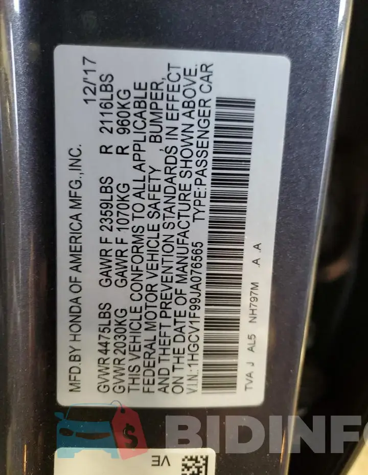1HGCV1F99JA076565 Photo# 13