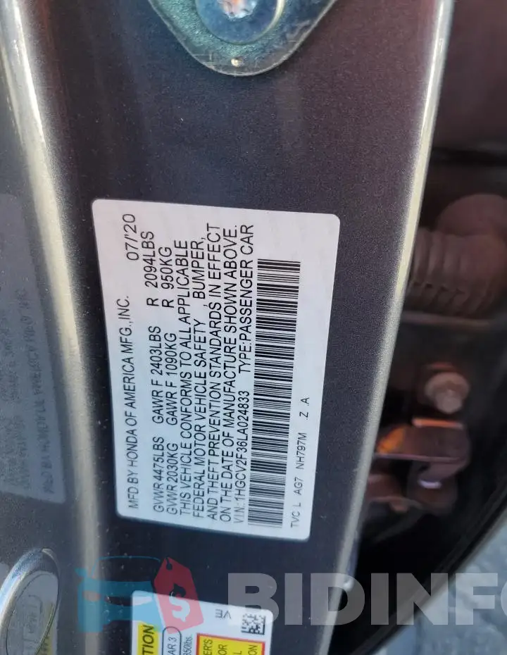 1HGCV2F36LA024833 Photo# 12