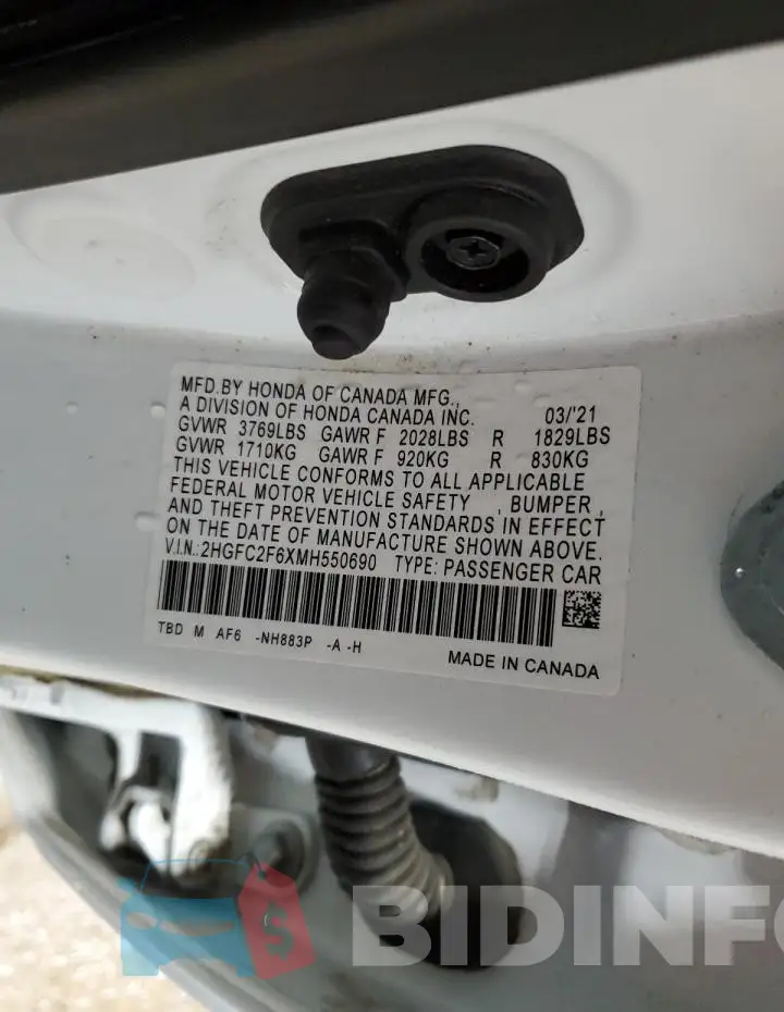 2HGFC2F6XMH550690 Photo# 12