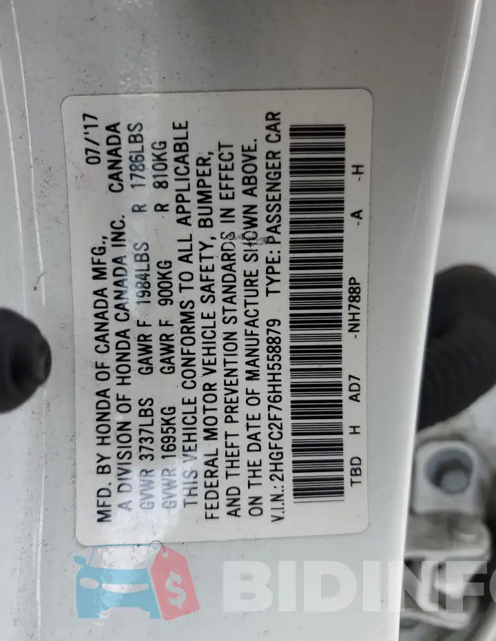 2HGFC2F76HH558879 Photo# 12
