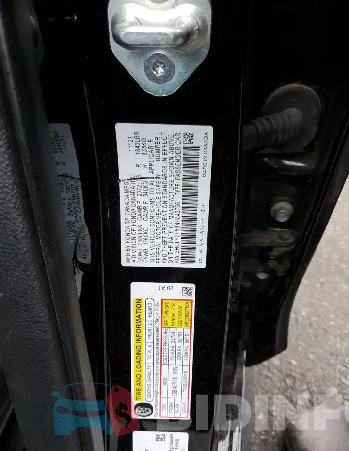 2HGFE2F58NH543756 Photo# 12