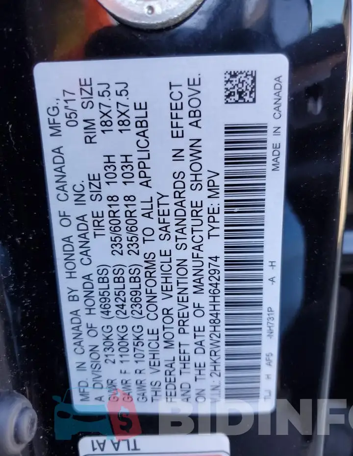 2HKRW2H84HH642974 Photo# 14