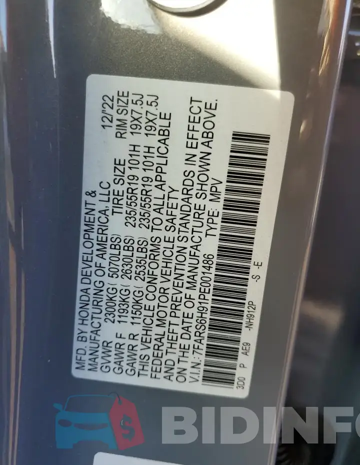 7FARS6H91PE001486 Photo# 13